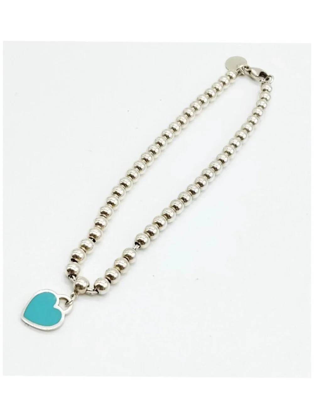 Authentic Tiffany & Co. Return to Tiffany Blue Heart Bead Bracelet Silver